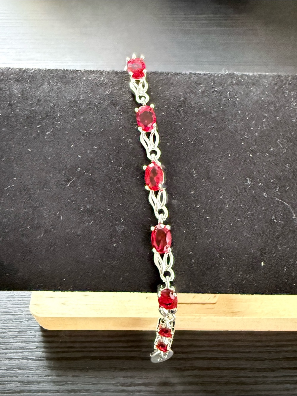 Elegant Red Gemstone Link Bracelet - Women Jewelry 925